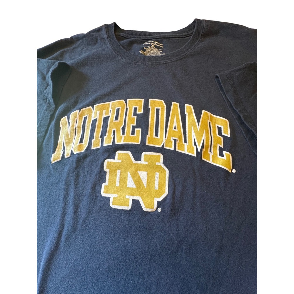 Champion Notre Dame Fighting Irish T-Shirt Mens XL Navy Blue Cotton NCAA Tee - Picture 2 of 6